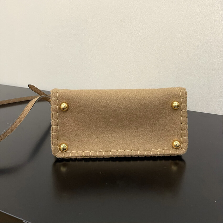 Fendi Beige Flannel Small Way Bag 8BS054