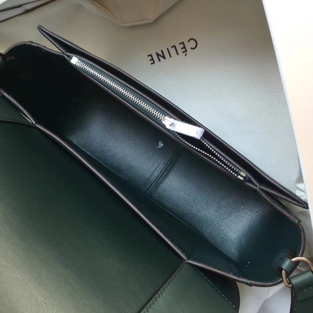 Celine Frame Medium Shoulder Bag 180263 Dark Green/Light Green