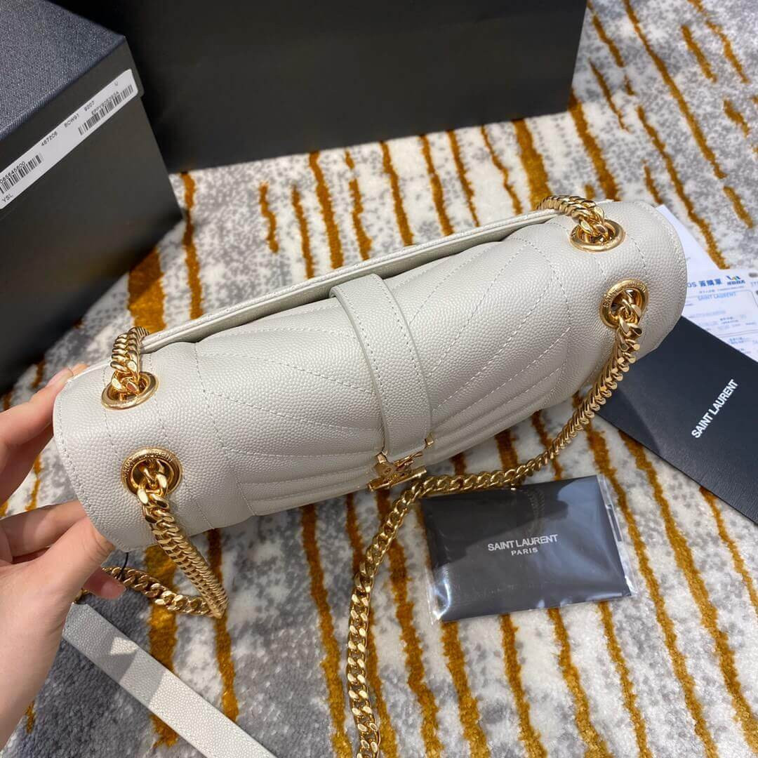 Saint Laurent Grain Leather Envelope Medium Bag 487206 White