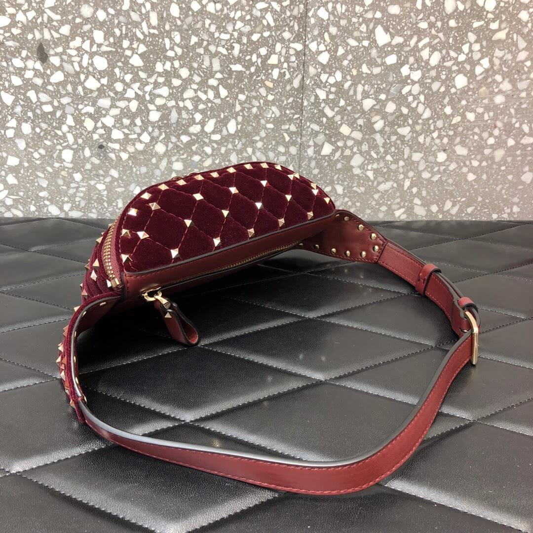 Valentino Garavani Velvet Rockstud Spike Belt Bag 0620R