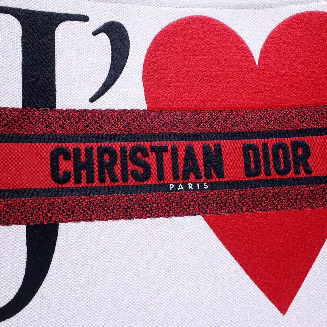 Dior Book Tote Bag With Red Heart M1286
