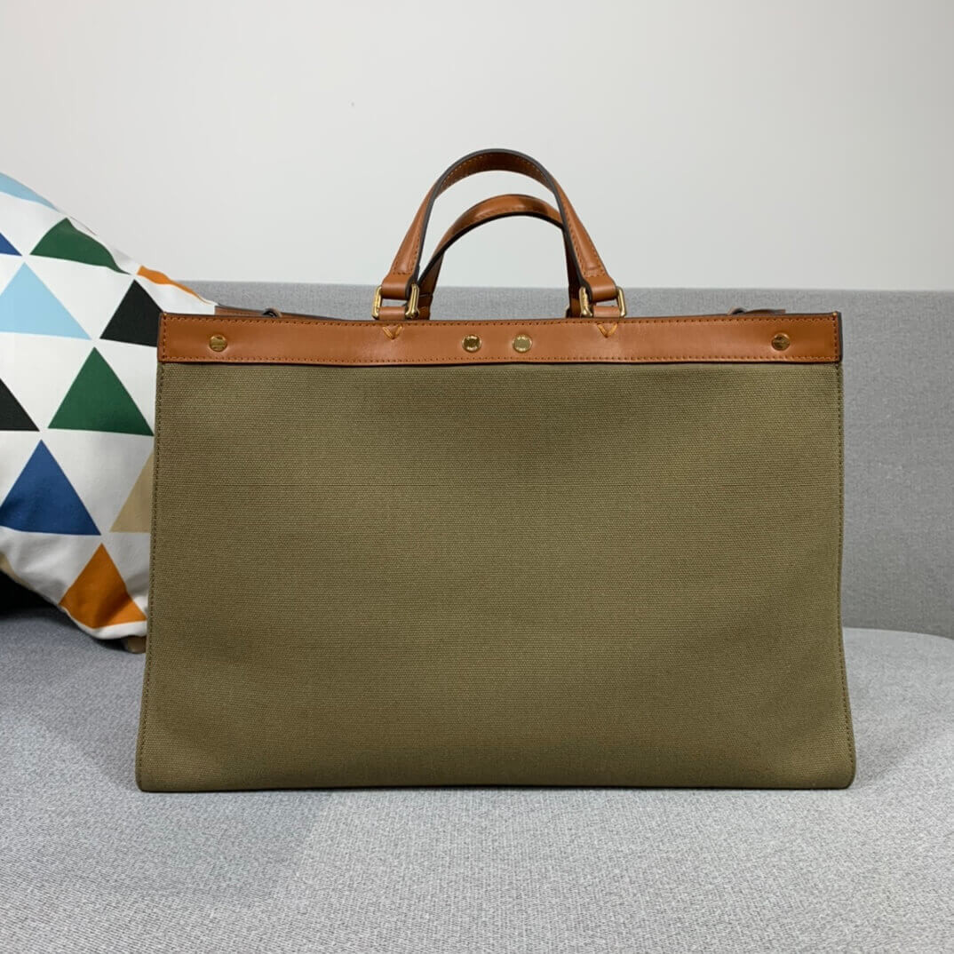 Fendi Peekaboo X Tote in Green Canvas 8BH374