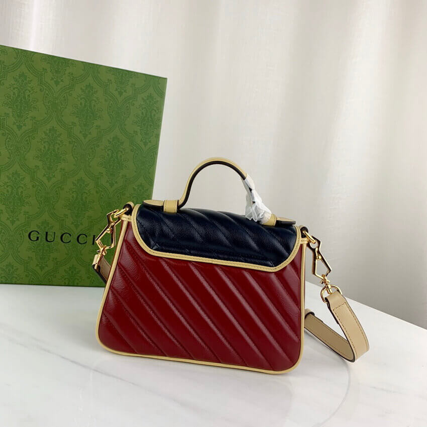 Gucci GG Marmont Mini Bag 583571 Blue and Red Leather