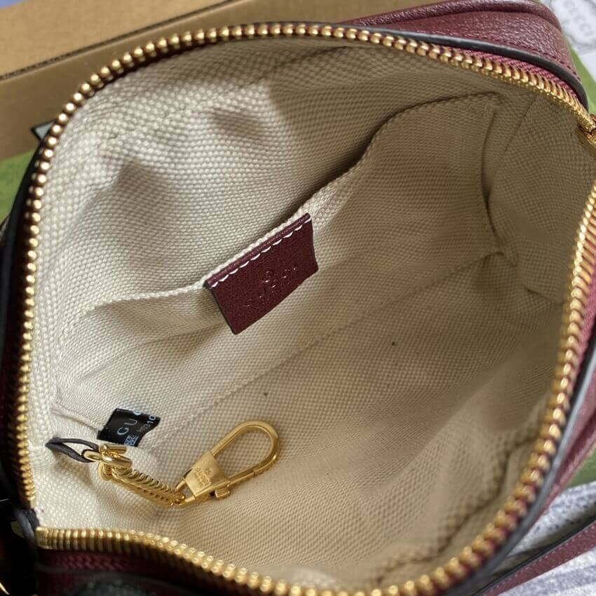 Gucci Ophidia Mini Bag With Web 517350 Burgundy