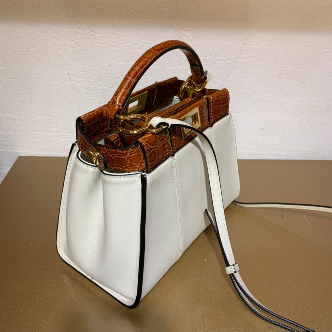 Fendi Peekaboo Iconic Mini Leather Bag 8BN244 White