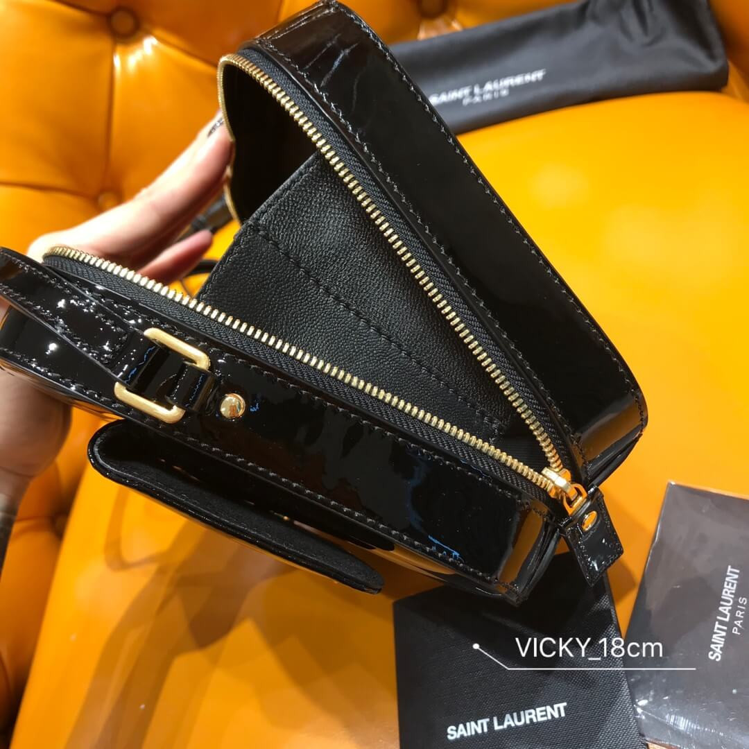 Saint Laurent Monogram Vicky Patent Leather Camera Bag 555052