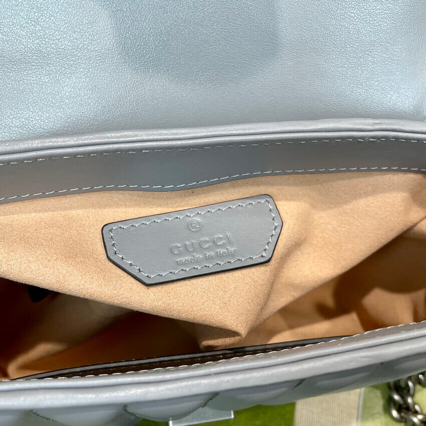 Gucci GG Marmont Grey Matelasse Leather Mini Top Handle Bag 583571