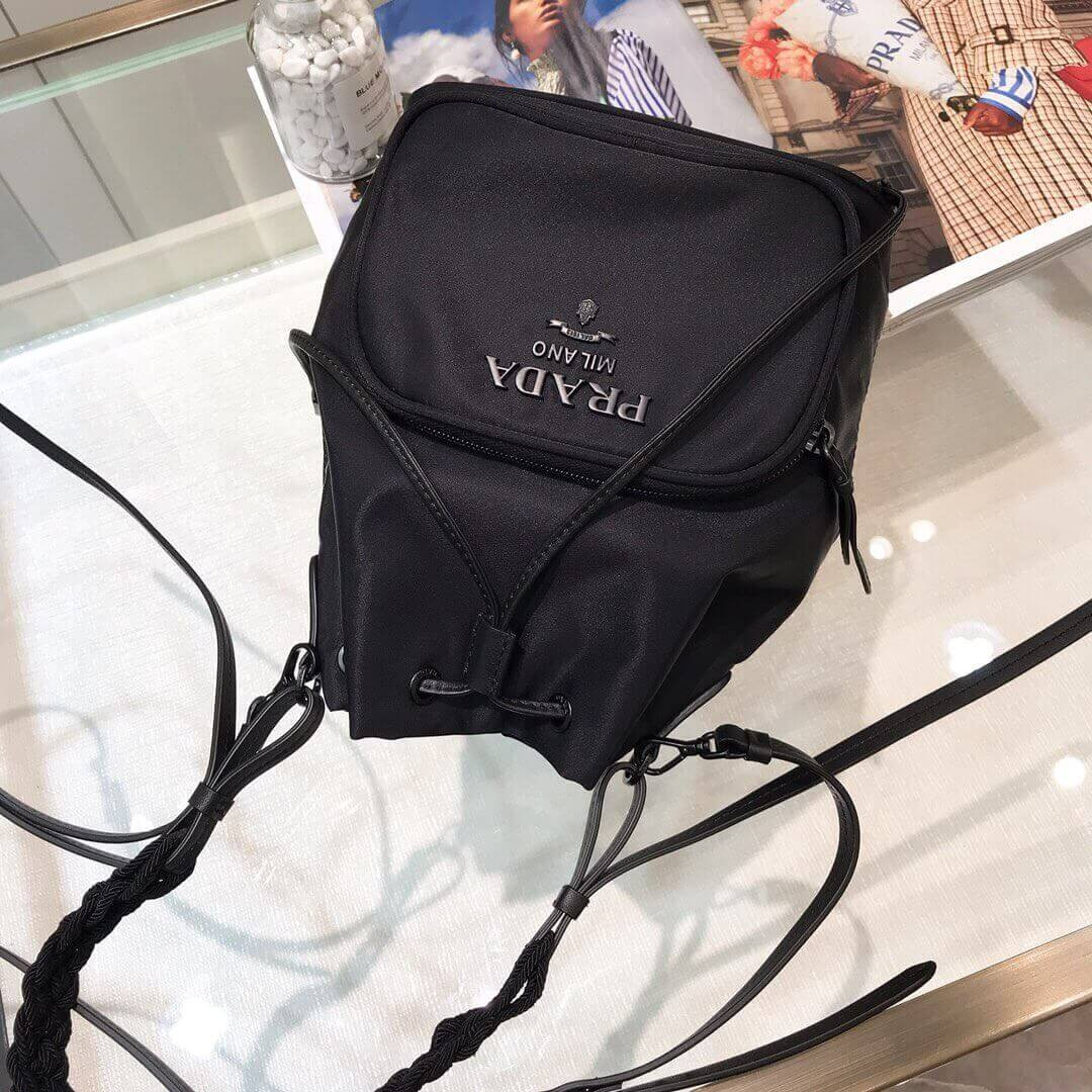 Prada Duet Nylon Shoulder Bag With Braided Trim 1BH038