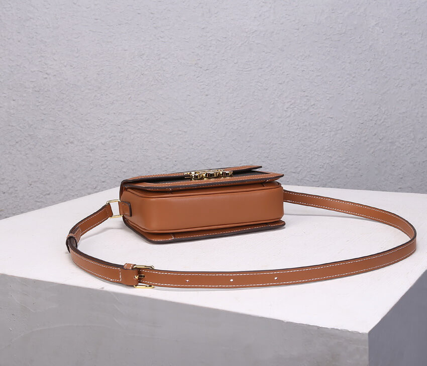 Celine Teen Triomphe Bag in Triomphe Canvas and Calfskin 188882 Tan