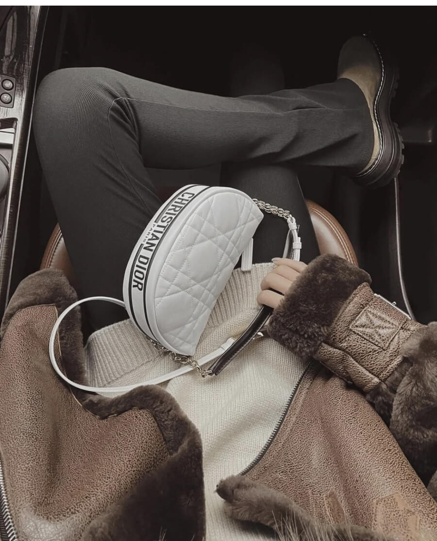 Christian Dior Small Vibe Hobo Bag M7200 White Cannage Lambskin