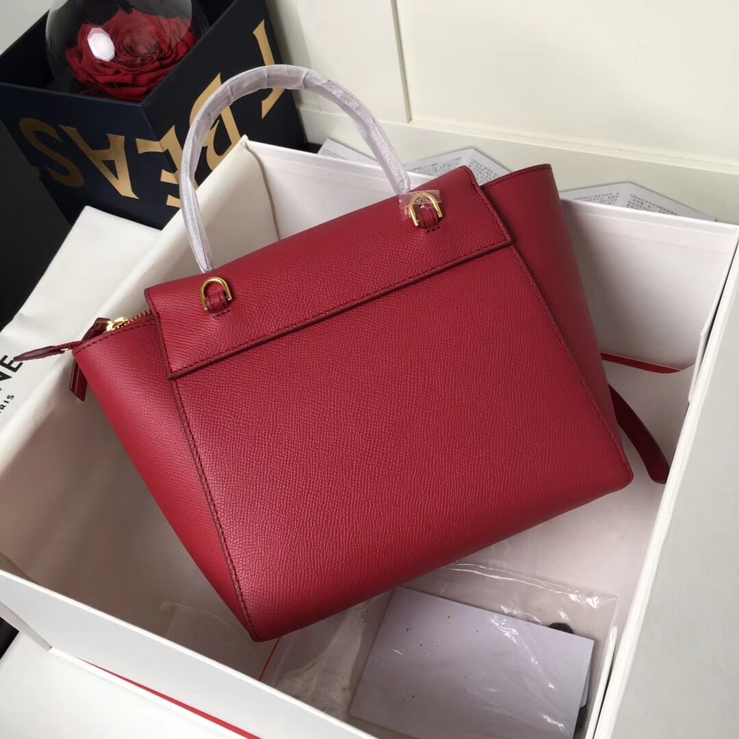 Celine Micro Belt Bag In Grained Calfskin 189153 Ruby