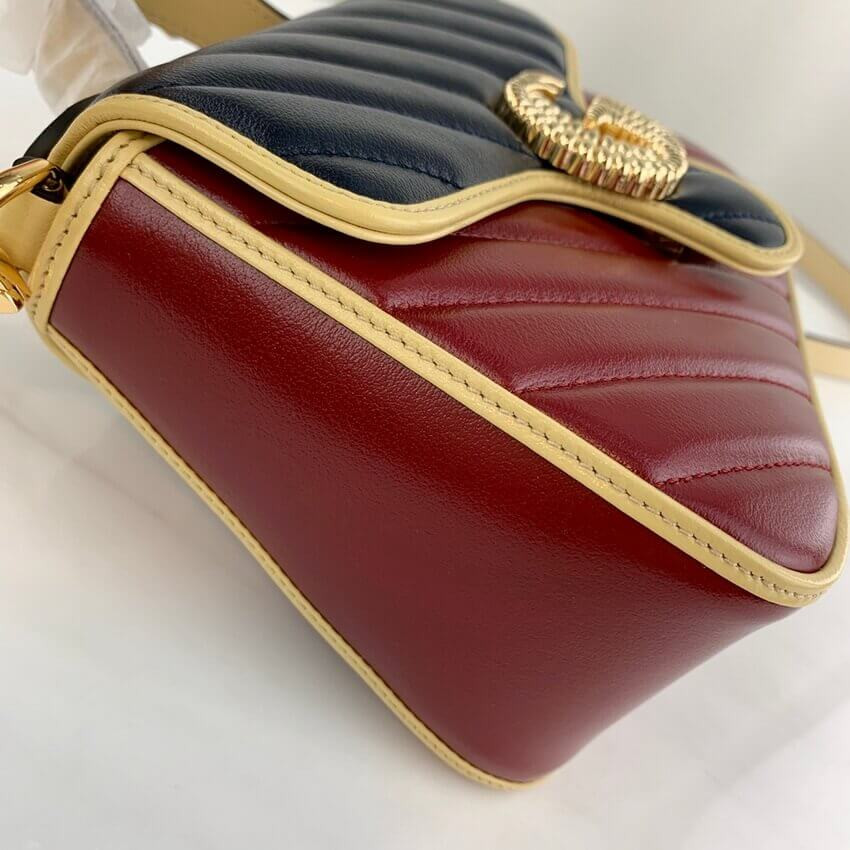 Gucci GG Marmont Mini Bag 583571 Blue and Red Leather
