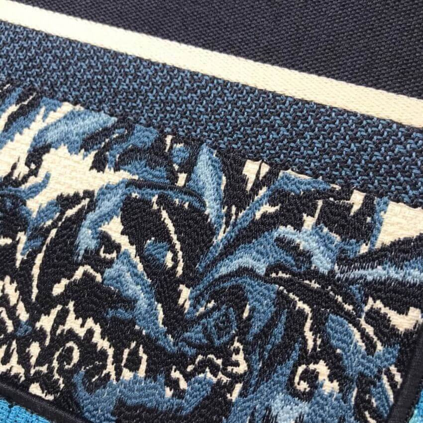 Dior Small Book Tote in Blue Palms Embroidery M1296