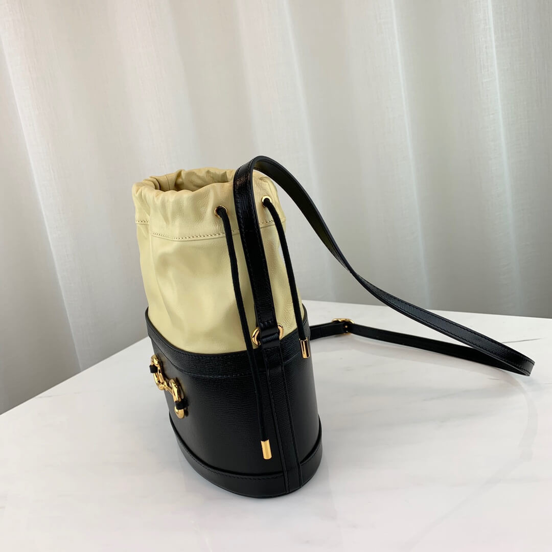 Gucci 1955 Horsebit Bucket Bag 602118 Black/Butter