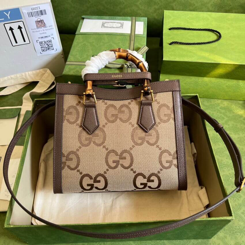 Gucci Diana Jumbo GG Small Tote Bag 660195 Brown