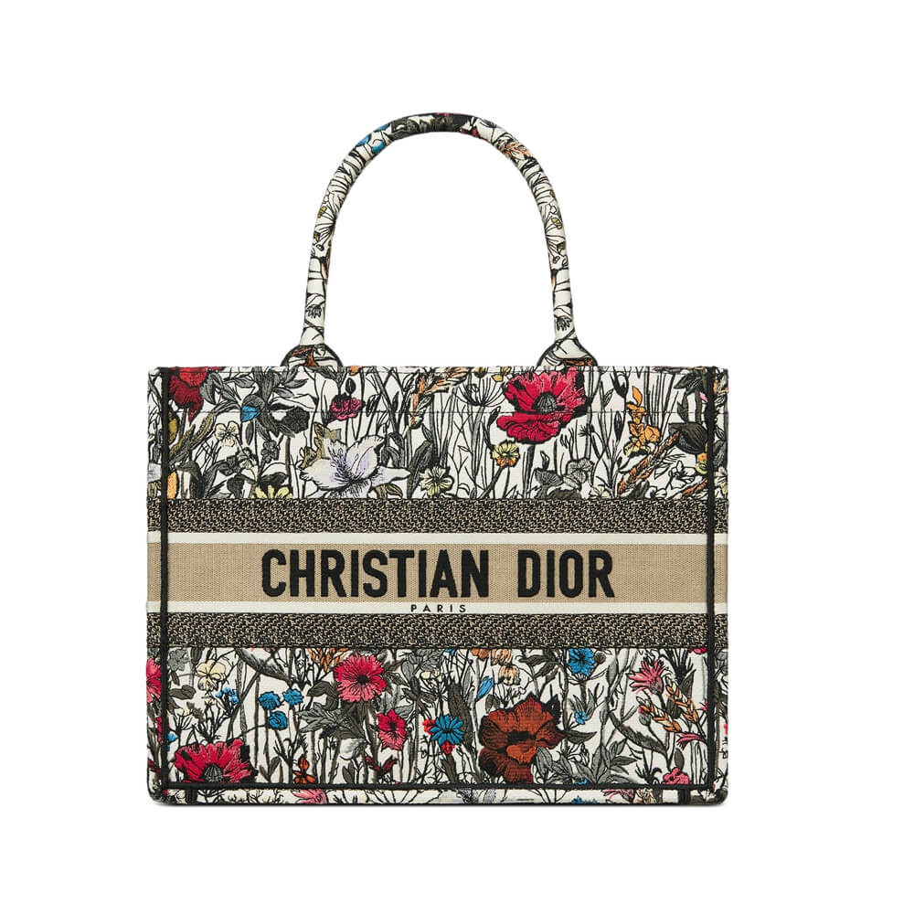 Dior Small Book Tote Multicolor Mille Fleurs Embroidery M1296