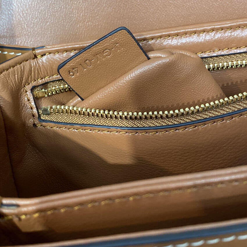 Celie Teen Triomphe Bag in Triomphe Textile and Calfskin 188882 Brown/Tan