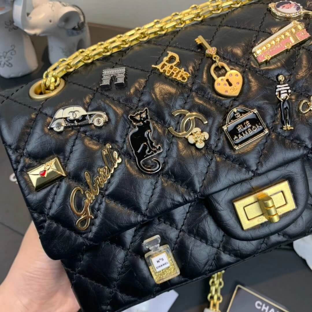 Chanel Aged Calfskin Lucky Charms 2.55 Flap Bag A01112
