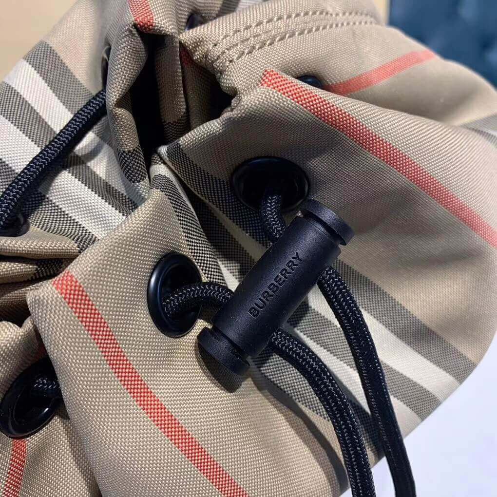 Burberry Logo Print Icon Stripe Nylon Drawcord Pouch 80267371