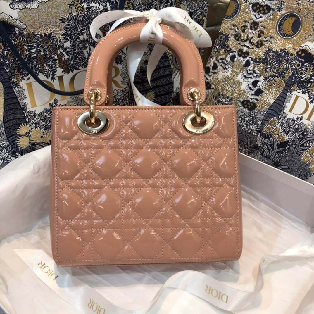 Christian Dior Patent Calfskin Small Lady Dior Bag M0531