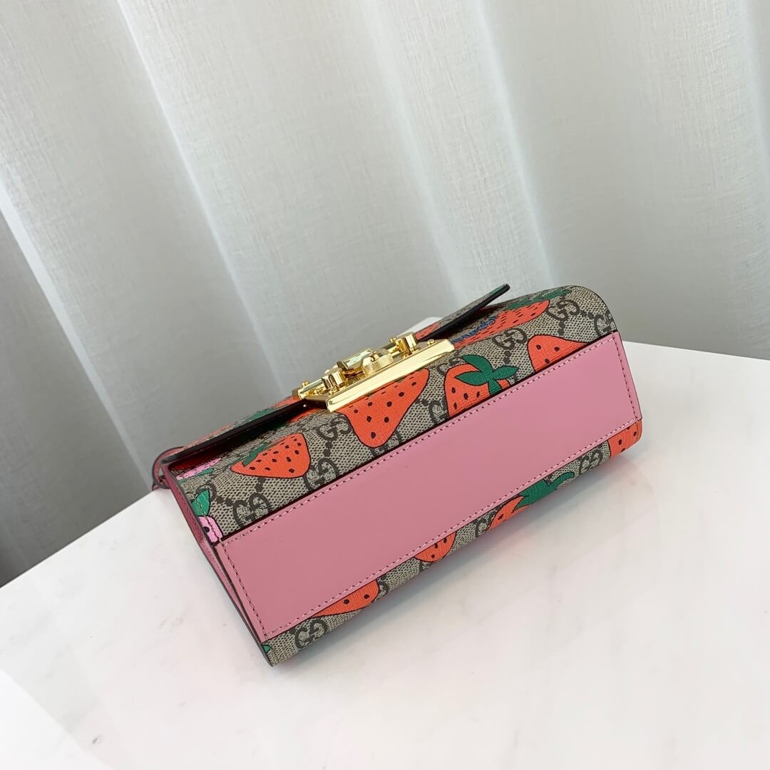 Gucci Padlock GG Strawberry Small Shoulder Bag 409487