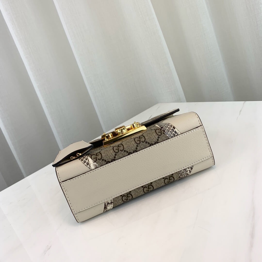 Gucci Padlock Snakeskin Small Shoulder Bag 432182 White