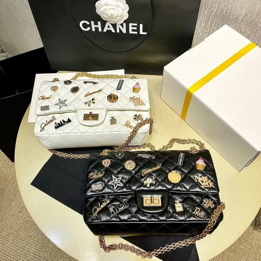 Chanel Quilted Calfskin Leather 2.55 Reissue New York Lucky Charms Flap Bag 37586