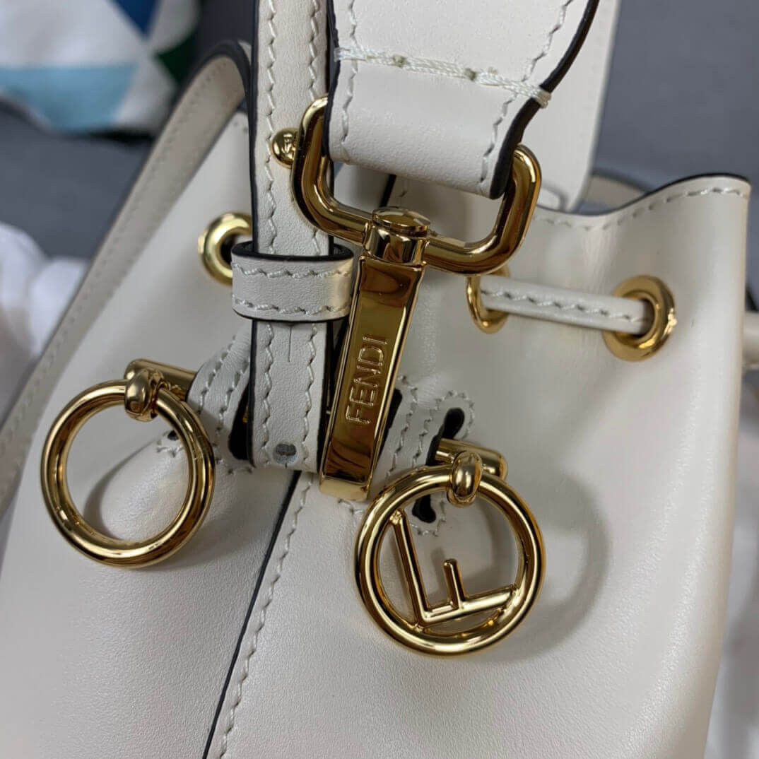 Fendi Mon Tresor Mini Logo-Print Leather Bucket Bag 8BS010