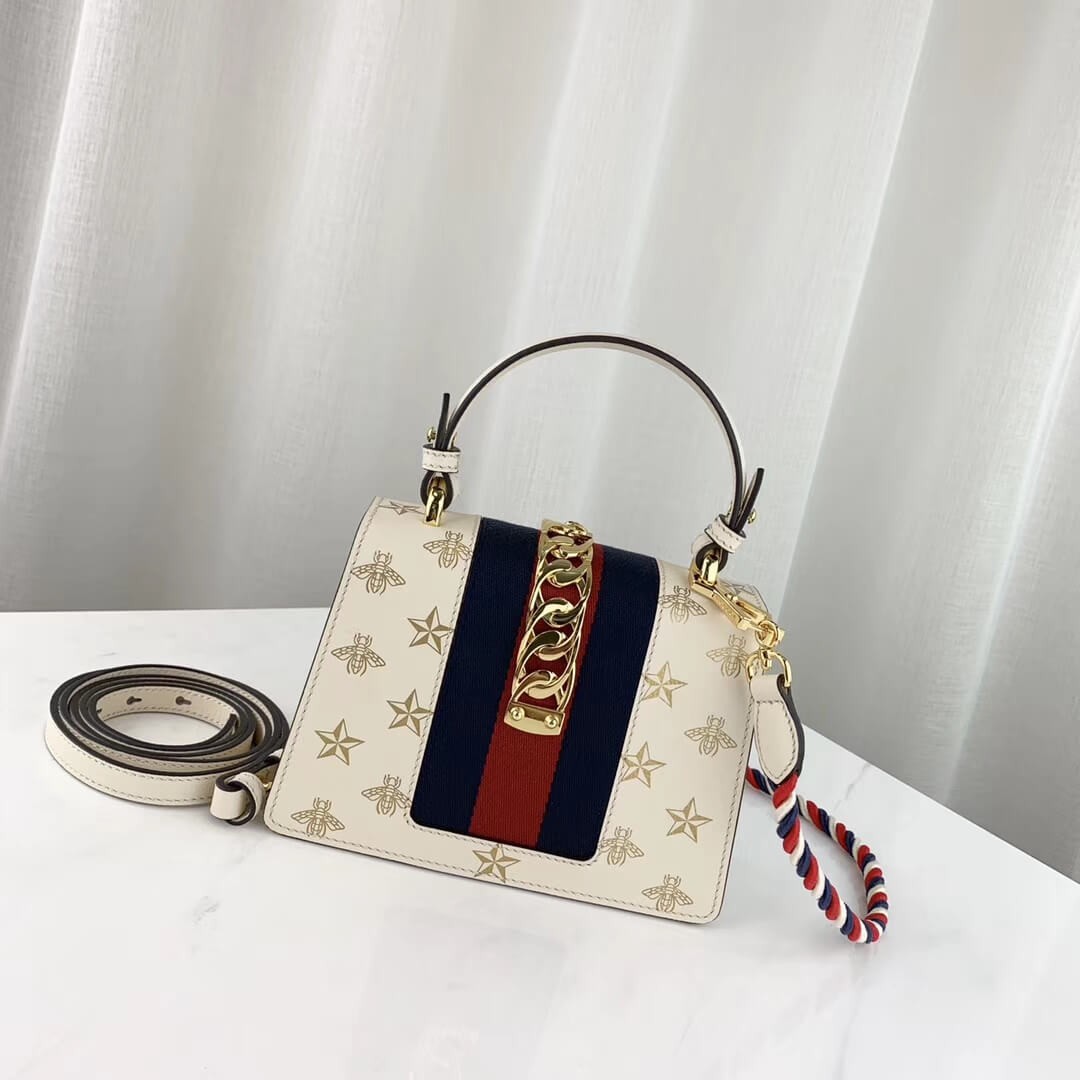 Gucci Sylvie Bee Star Mini Leather Bag 470270