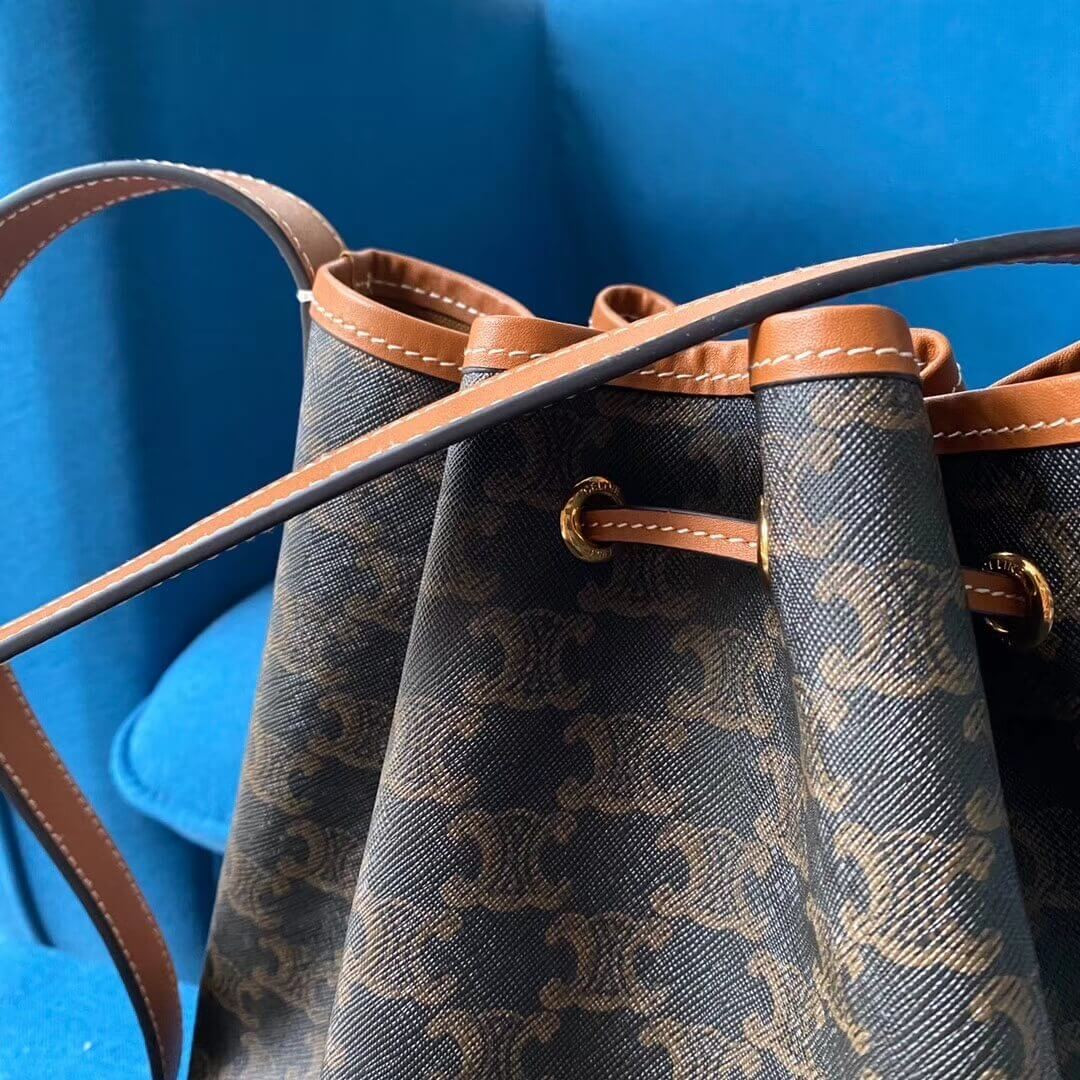 Celine Medium Drawstring Bag In Triomphe Canvas 191392