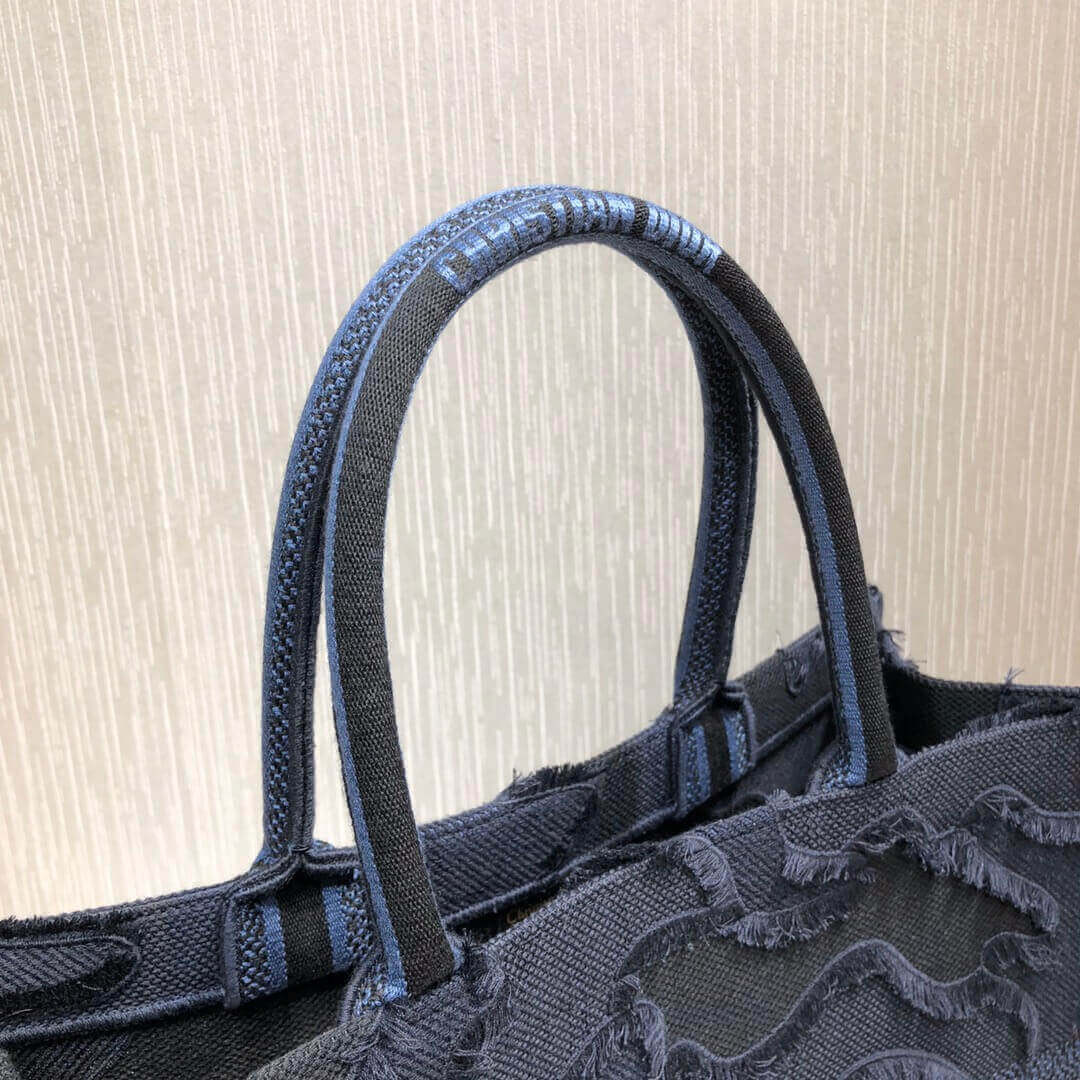 Christian Dior Book Tote Blue Camouflage Embroidery M1286