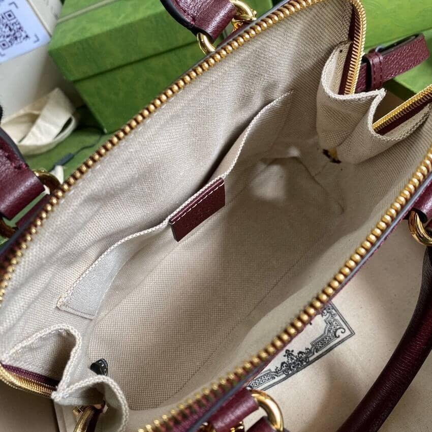 Gucci Horsebit 1955 GG Mini Bag 677212 in Burgundy GG Canvas