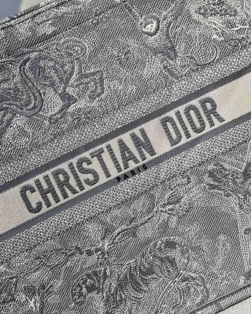 Christian Dior Book Tote Grey Toile De Jouy Bag M1286