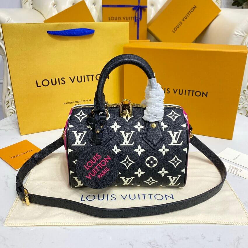 Louis Vuitton Monogram Empreinte Leather Speedy Bandouliere 20 M46118 M46088
