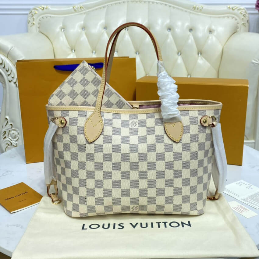 Louis Vuitton Damier Azur Neverfull PM N41362 Pink