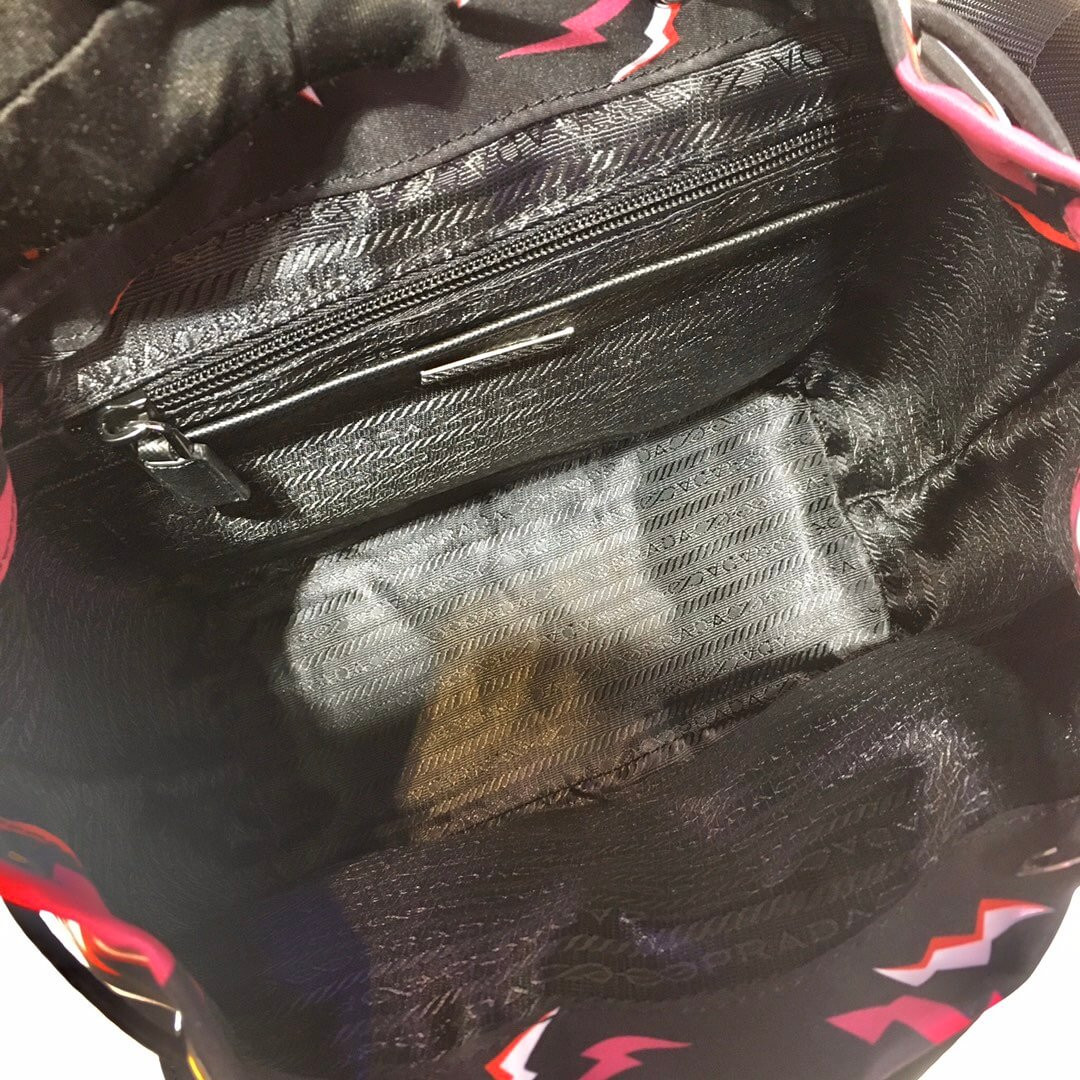 Prada Lightning Print Nylon Large Backpack 1BZ811