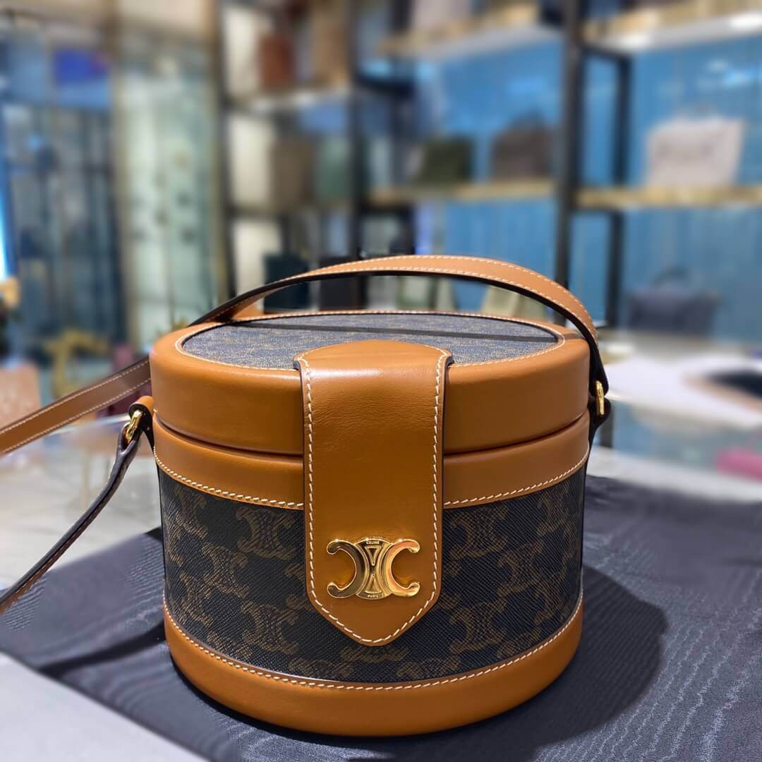 Celine Medium Tambour Bag In Triomphe Canvas 195192