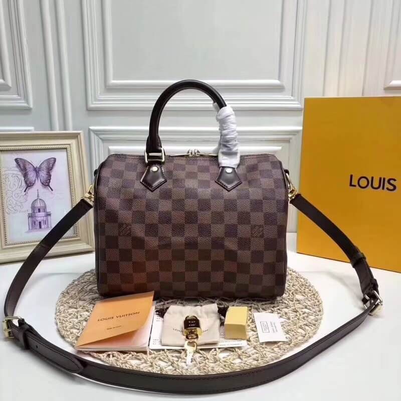 Louis Vuitton Damier Ebene Canvas Speedy Bandouliere 25 N41368