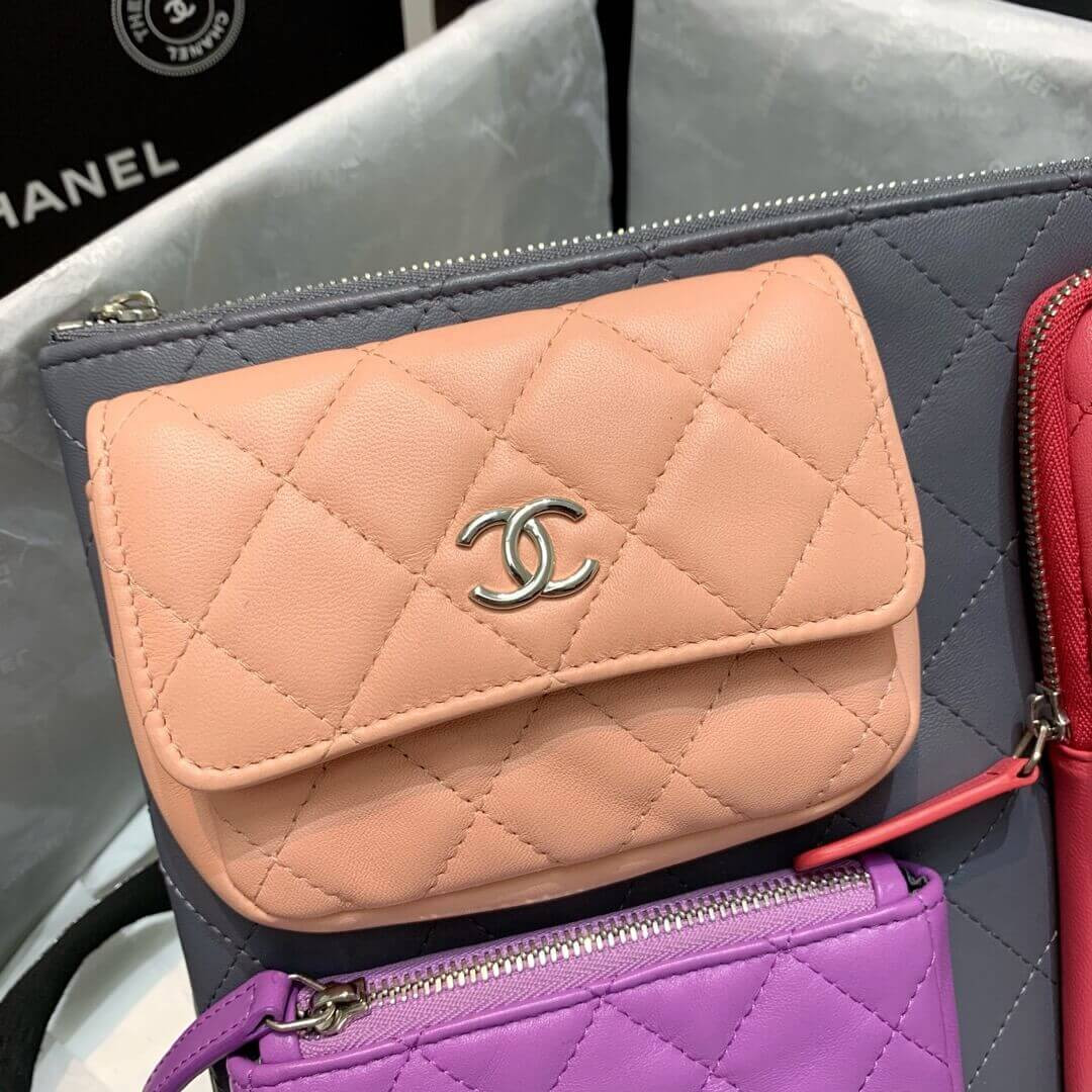 Chanel Lambskin Cases with Accessories AP1054 Gray, Pink, Purple & Light Pink