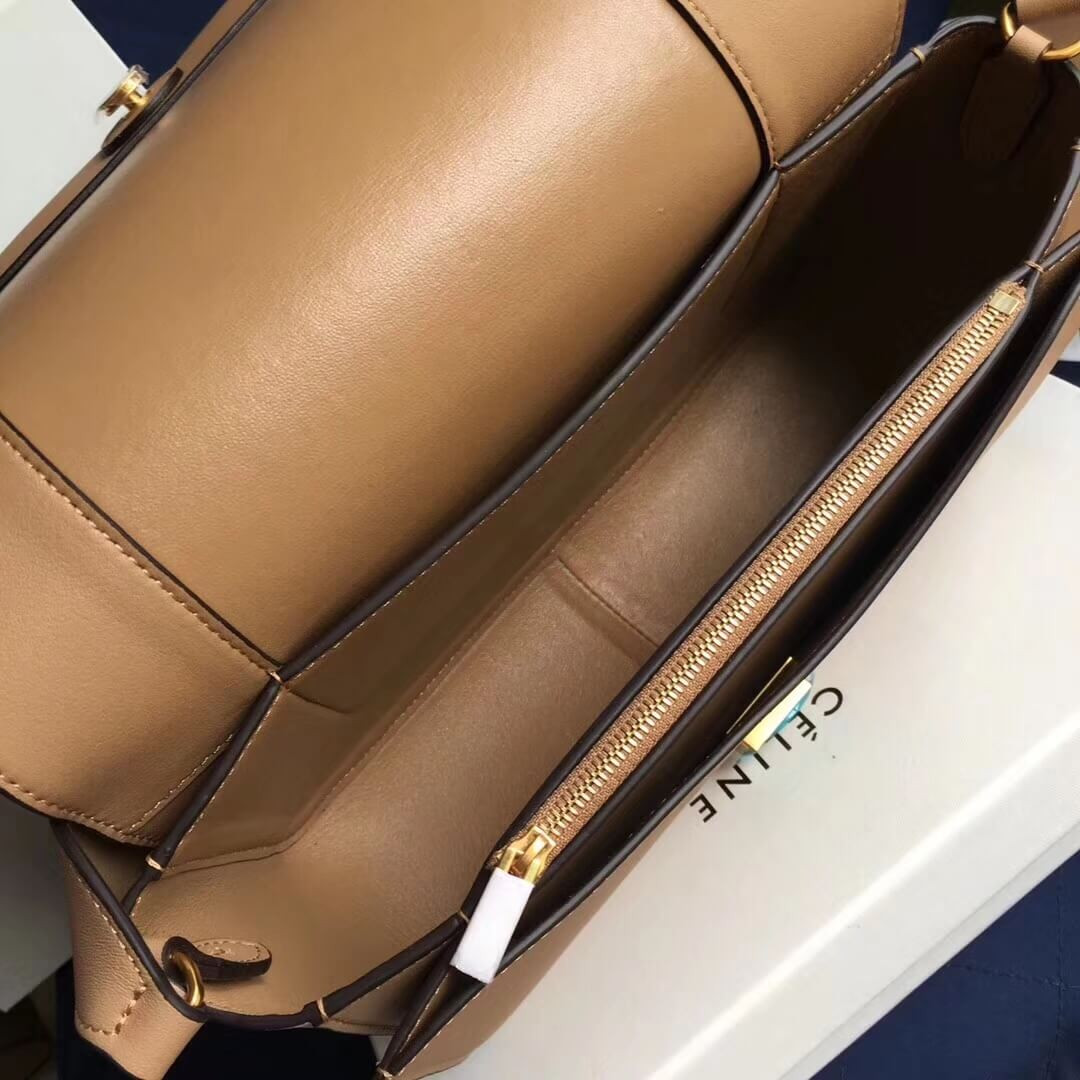 Celine Frame Medium Shoulder Bag 180263 Apricot/White