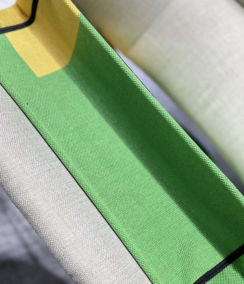 Christian Dior Large Book Tote Bright Green and Orange D-Jungle Pop Embroidery M1286