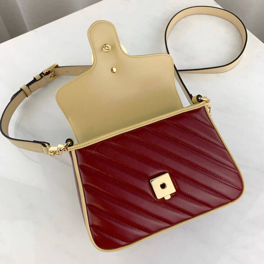 Gucci GG Marmont Mini Bag 583571 Blue and Red Leather