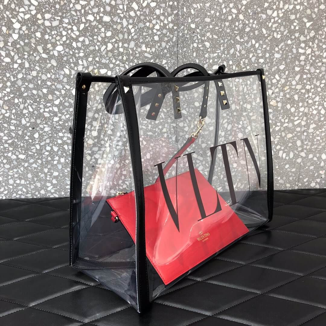 Valentino Garavani Grande Plage Small PVC & Leather Tote Bag 9006