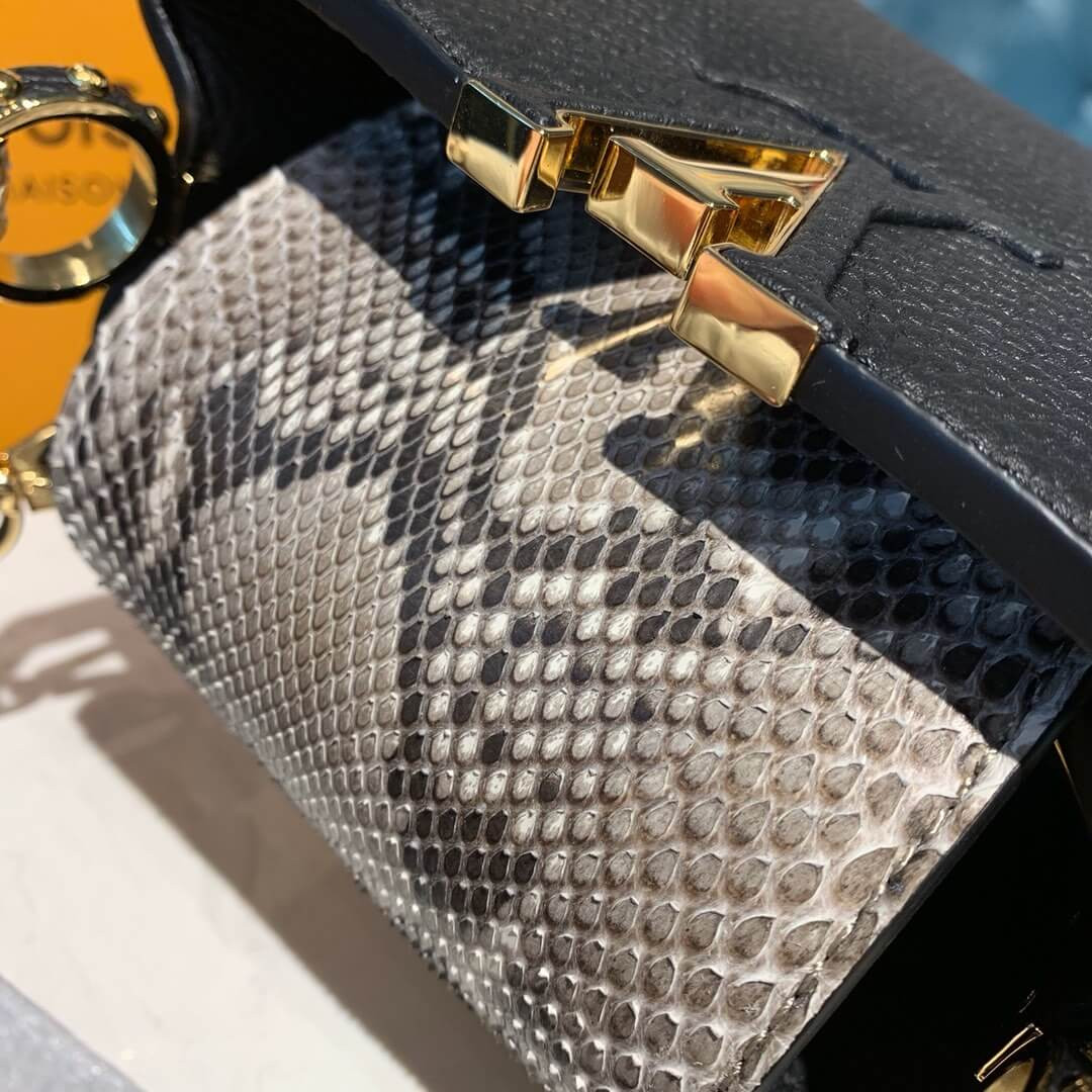 Louis Vuitton Taurillon And Python Leather Capucines Mini N97075