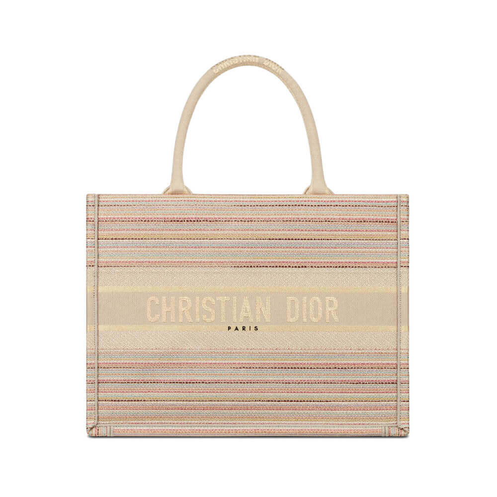 Dior Small Book Tote Multicolor Stripes Embroidery M1296
