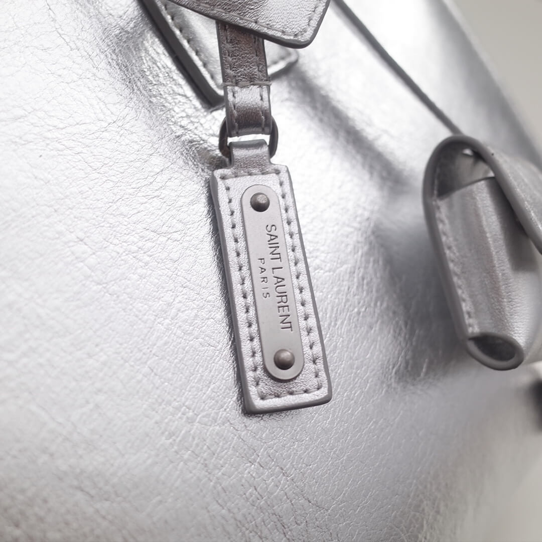 Saint Laurent Sac De Jour Souple Baby In Crumpled Silver Calf Leather 477477