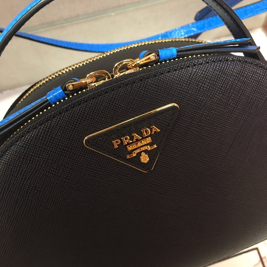 Prada Saffiano and Crocodile Leather Odette Bag 1BH123