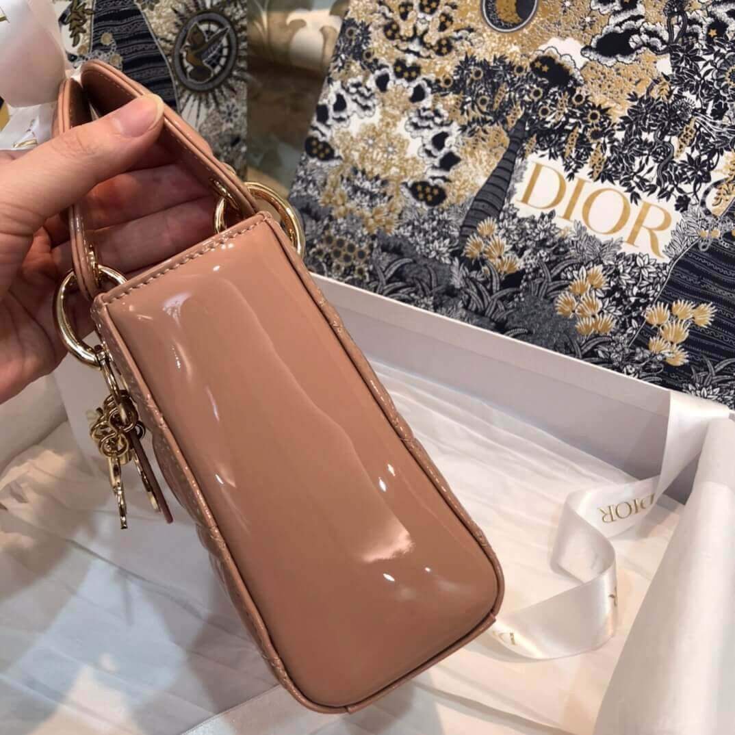 Christian Dior Patent Calfskin Mini Lady Dior Bag M0505
