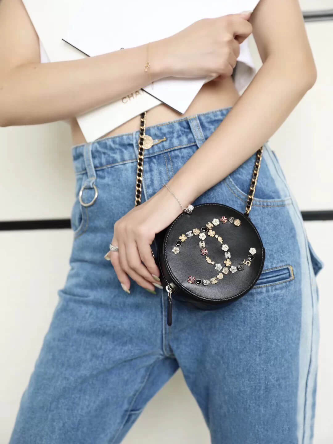 Chanel Studded CC Detail Round Bag AS1180