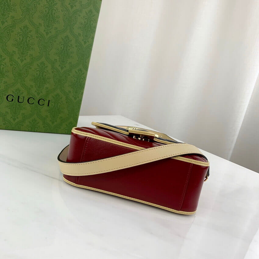 Gucci GG Marmont Mini Bag 583571 Blue and Red Leather